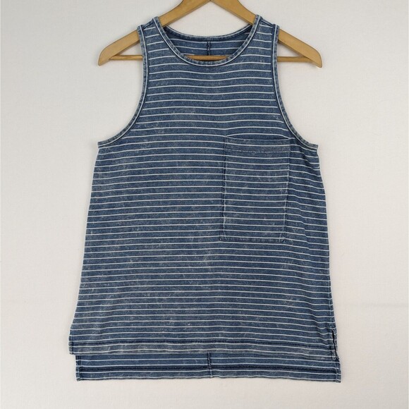 Rag & Bone / Jean Women's Small The Bowery Blue Indigo White Stripe Pocket Tank - Picture 1 of 9